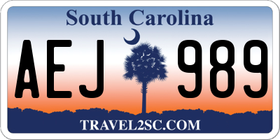 SC license plate AEJ989