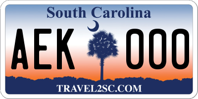 SC license plate AEK000