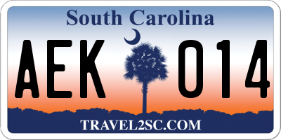 SC license plate AEK014