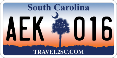 SC license plate AEK016