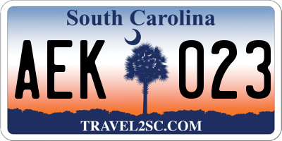 SC license plate AEK023