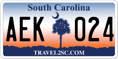 SC license plate AEK024