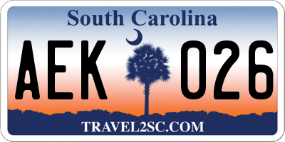 SC license plate AEK026