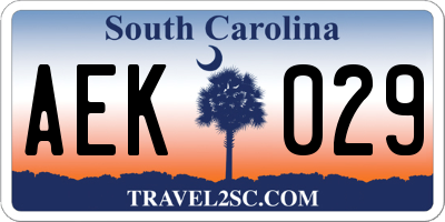 SC license plate AEK029