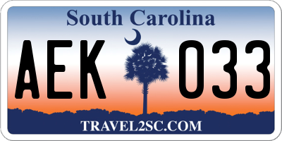 SC license plate AEK033