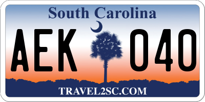 SC license plate AEK040