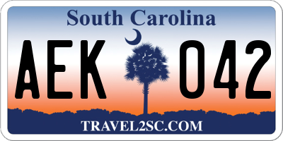 SC license plate AEK042