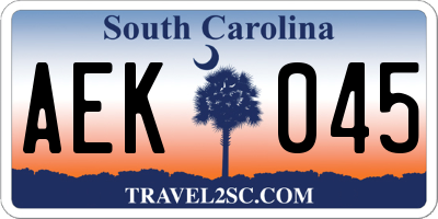 SC license plate AEK045
