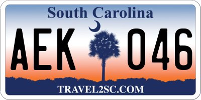 SC license plate AEK046