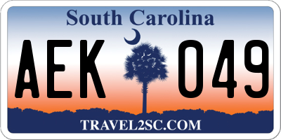 SC license plate AEK049