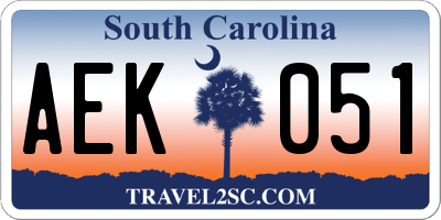 SC license plate AEK051