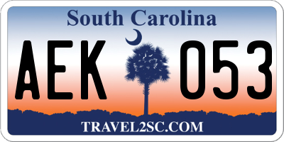 SC license plate AEK053