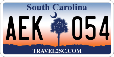 SC license plate AEK054