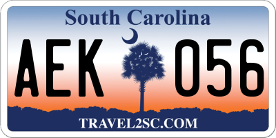SC license plate AEK056