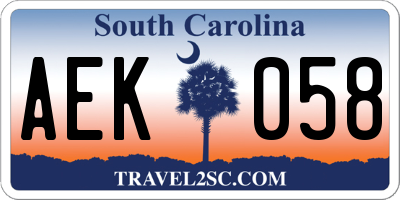 SC license plate AEK058