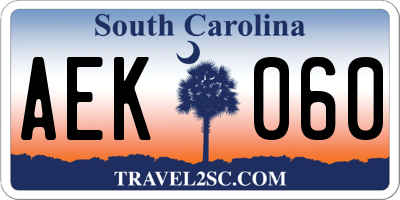 SC license plate AEK060