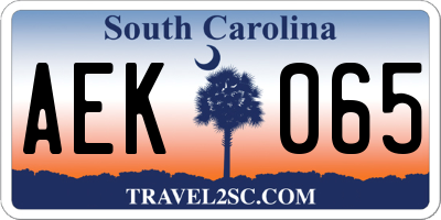 SC license plate AEK065