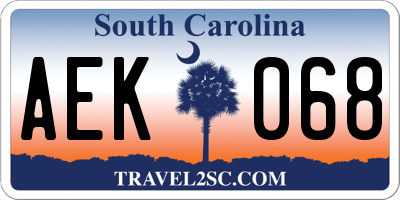 SC license plate AEK068