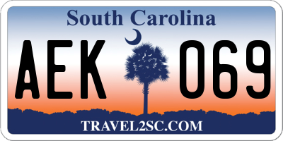 SC license plate AEK069