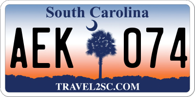 SC license plate AEK074