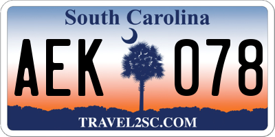 SC license plate AEK078