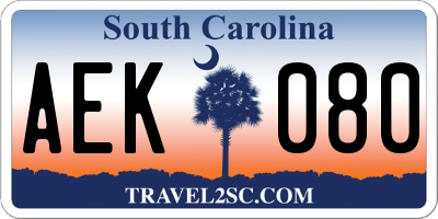 SC license plate AEK080