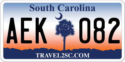 SC license plate AEK082