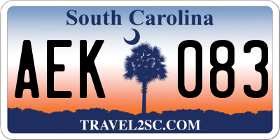 SC license plate AEK083