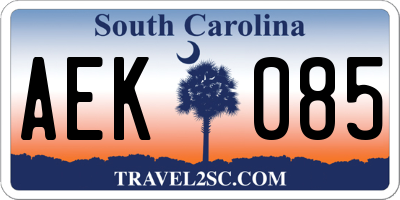 SC license plate AEK085