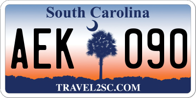 SC license plate AEK090