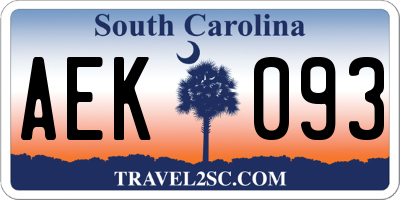 SC license plate AEK093