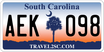 SC license plate AEK098