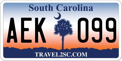 SC license plate AEK099