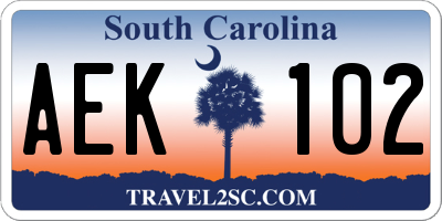 SC license plate AEK102