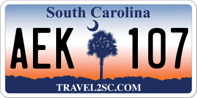 SC license plate AEK107