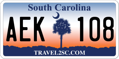 SC license plate AEK108