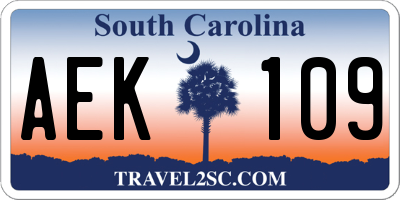 SC license plate AEK109