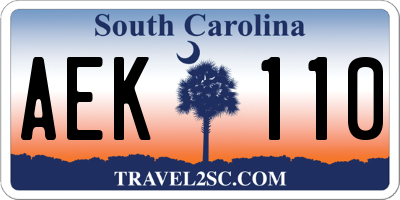 SC license plate AEK110