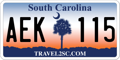 SC license plate AEK115