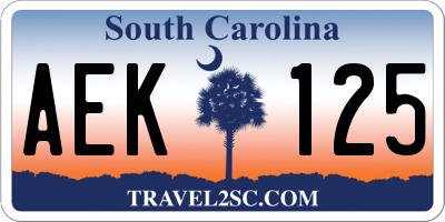 SC license plate AEK125