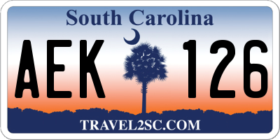 SC license plate AEK126