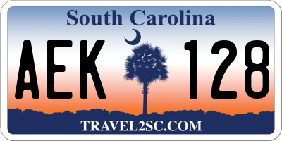 SC license plate AEK128
