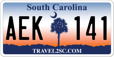 SC license plate AEK141