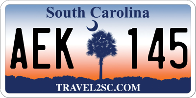SC license plate AEK145