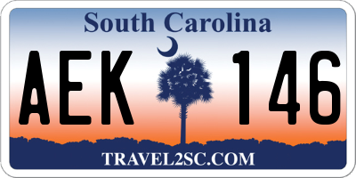 SC license plate AEK146
