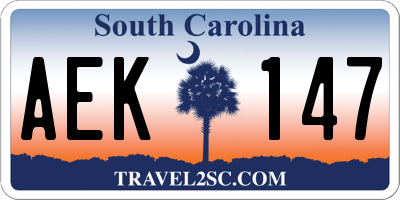 SC license plate AEK147