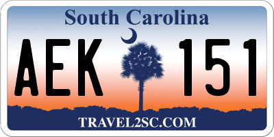 SC license plate AEK151