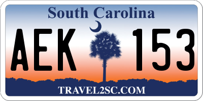 SC license plate AEK153