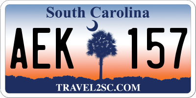 SC license plate AEK157