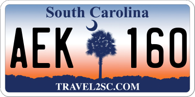SC license plate AEK160